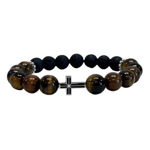 BRACELET MULTI STONE WITH CROSS