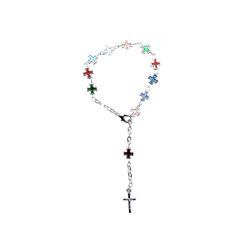 ROSARY BRACELET MULTI-COLOURED CROSS