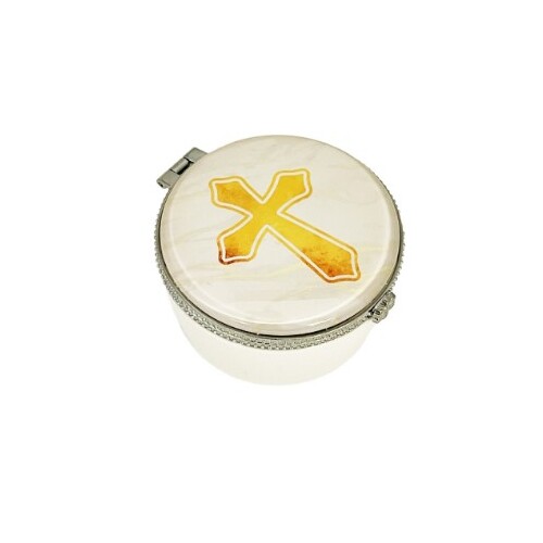 PORCELAIN KEEPSAKE/ROSARY BOX WITH CROSS