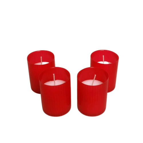 VOTIVE CANDLES RED 18 HOUR PACKET OF 4
