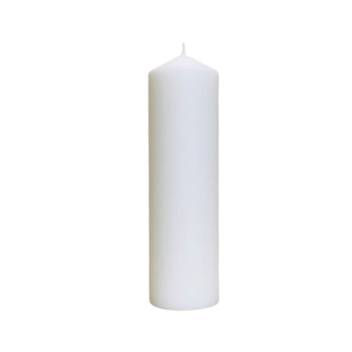 CANDLE 10 X 3" WHITE  (HAND MOULDED)       