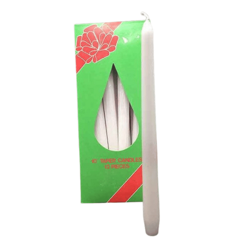 CANDLE TAPER PLAIN WHITE 10" SINGLE