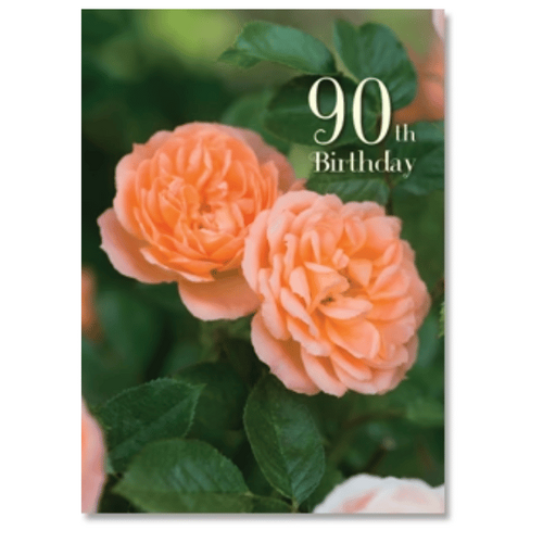 BIRTHDAY CARD 90TH - PEACH ROSES