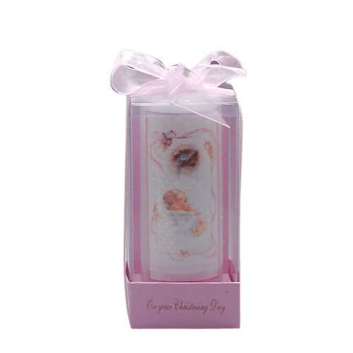 CHRISTENING CANDLE GIRL 6CM X 15CM IN GIFT BOX