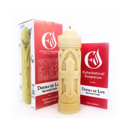 BAPTISM CANDLE BEESWAX DOORS OF LIFE
