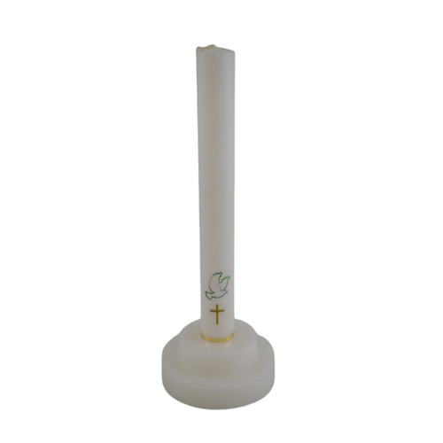 BAPTISM CANDLE WITH STAND GOLD
