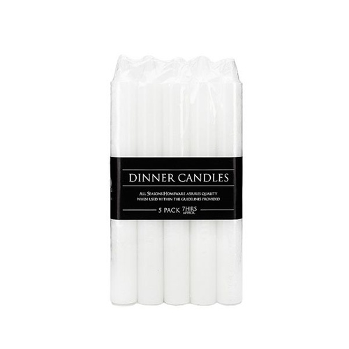 CANDLES HOUSEHOLD WHITE DINNER PKT 5 (20cm x 2cm)