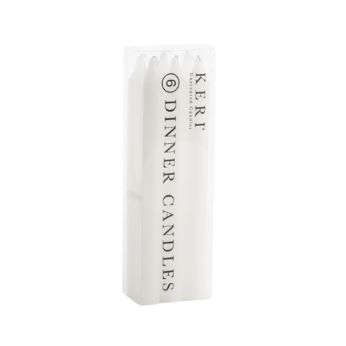 CANDLES HOUSEHOLD WHITE DINNER PKT 6 (20cm x 2cm)  