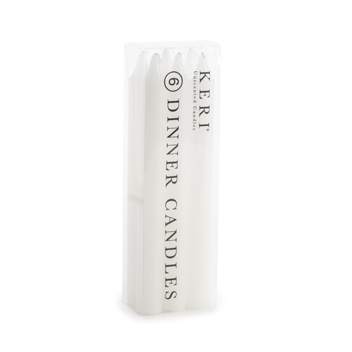 DINNER CANDLE WHITE TAPER 20CM PACK 6