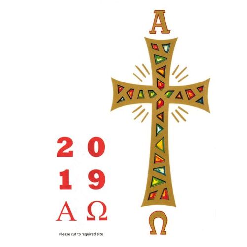 PASCHAL TRANSFER SET JEWELLED CROSS Adhesive 142mm