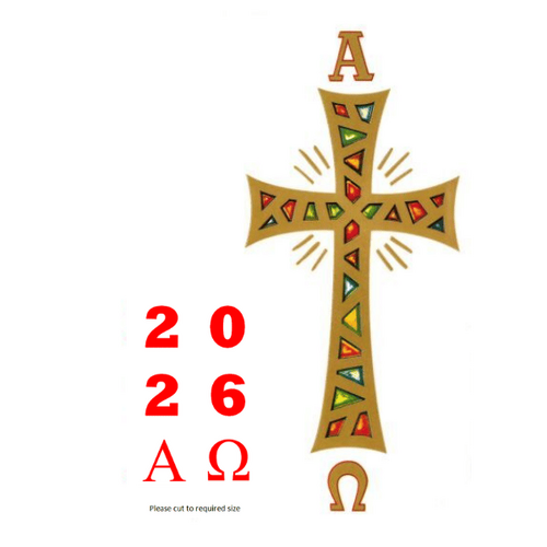 PASCHAL TRANSFER SET JEWELLED CROSS Adhesive 142mm