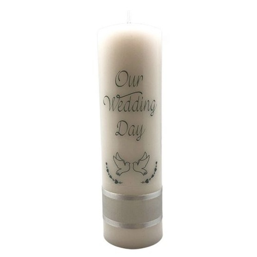 WEDDING CANDLE 25x7.5cm SILVER
