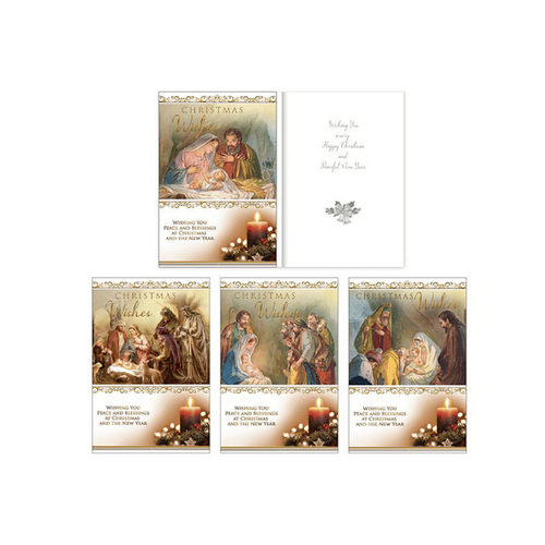 CHRISTMAS CARDS CHRISTMAS WISHES 4 DESIGNS BOX 12