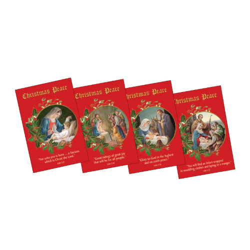 CHRISTMAS CARDS CHRISTMAS PEACE 4 DESIGNS BOX 12