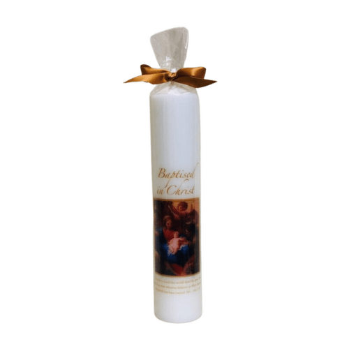BAPTISM CANDLE 10"X2" HOLY FAMILY