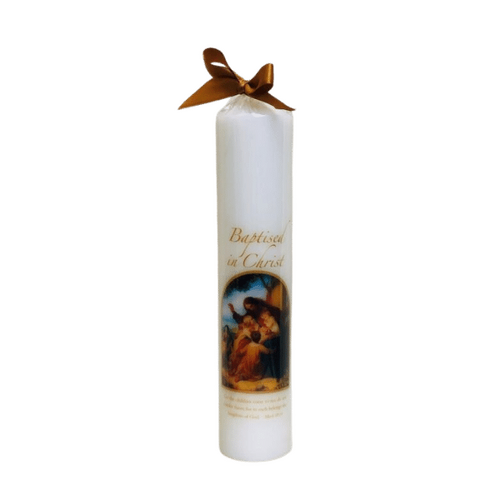 BAPTISM CANDLE 10"X2" JESUS AND CHILDREN
