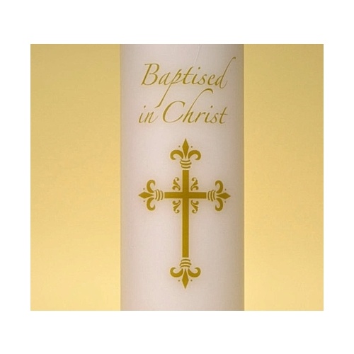 BAPTISM CANDLE 6"X2" GOLD CROSS         