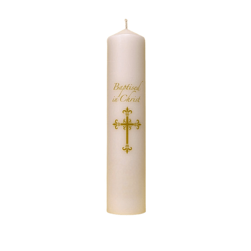 BAPTISM CANDLE 6"X2" GOLD CROSS
