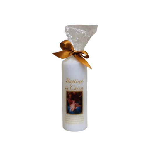 BAPTISM CANDLE 6"X2" HOLY FAMILY