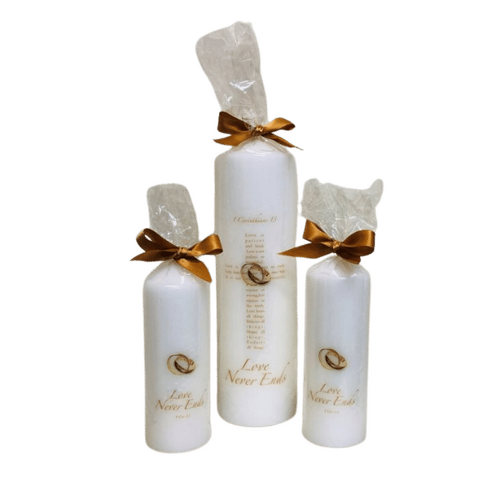 WEDDING CANDLE SET OF 3 WEDDING RINGS