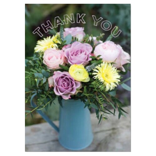 CARD THANK YOU - PINK & YELLOW FLOWERS