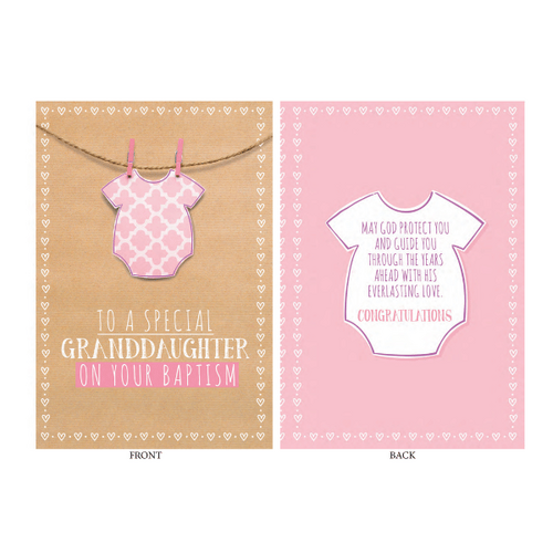 BAPTISM CARD - GRANDDAUGHTER  EMBOSSING
