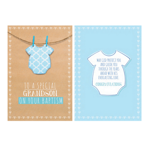 BAPTISM CARD - GRANDSON  EMBOSSING