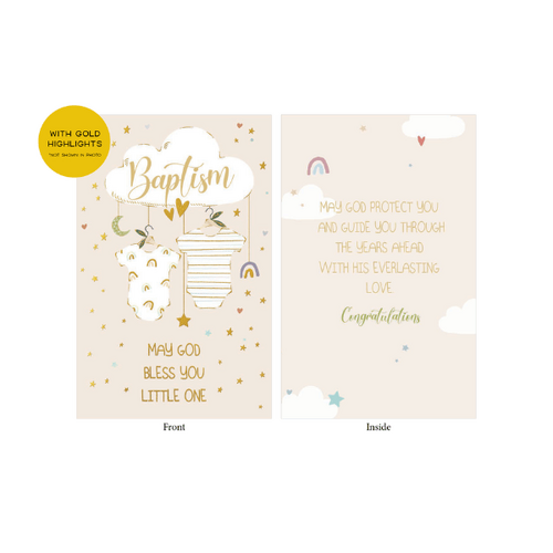BAPTISM CARD MAY GOD BLESS YOU FOILING - EMBOSSED