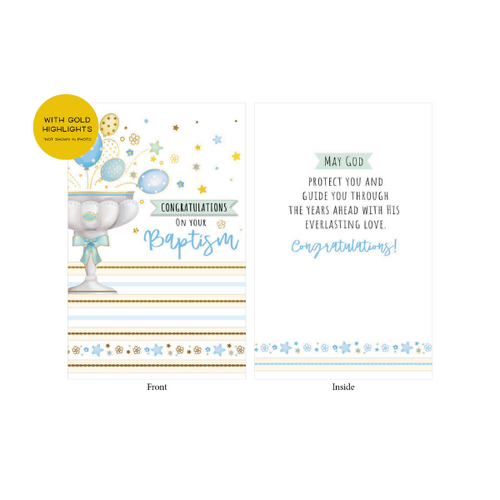 BAPTISM CARD CONGRATULATIONS FOILING - EMBOSSED