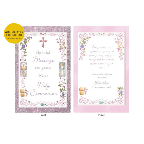 COMMUNION CARD PINK FOILING - EMBOSSED