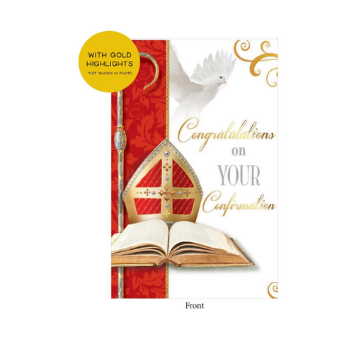 CONFIRMATION CARD WITH GOLD FOILING - EMBOSSED