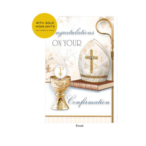 CONFIRMATION CARD WITH GOLD FOILING - EMBOSSED