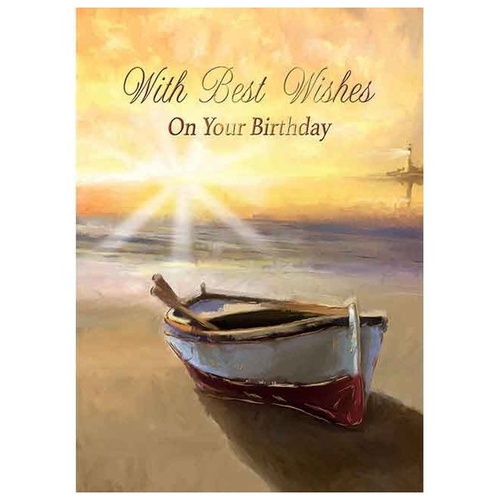 CARD BIRTHDAY WITH BEST WISHES - BOAT