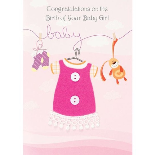 BABY GIRL CONGRATULATIONS CARD 3D