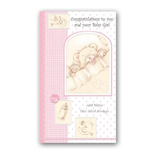 BABY CONGRATULATIONS GIRL CARD   