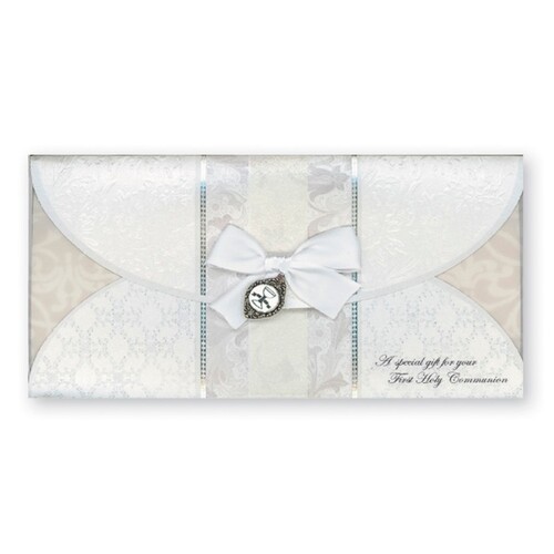 COMMUNION GIFT WALLET CARD WITH RIBBON & MOTIF 
