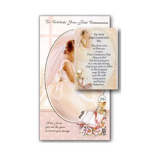 COMMUNION CARD WITH PRAYER CARD - GIRL 