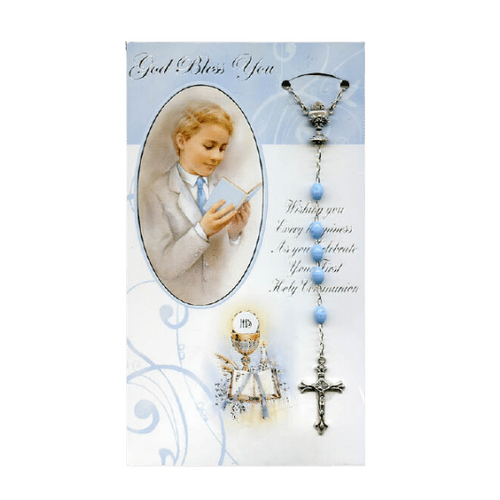 COMMUNION CARD WITH ROSARY BOY 