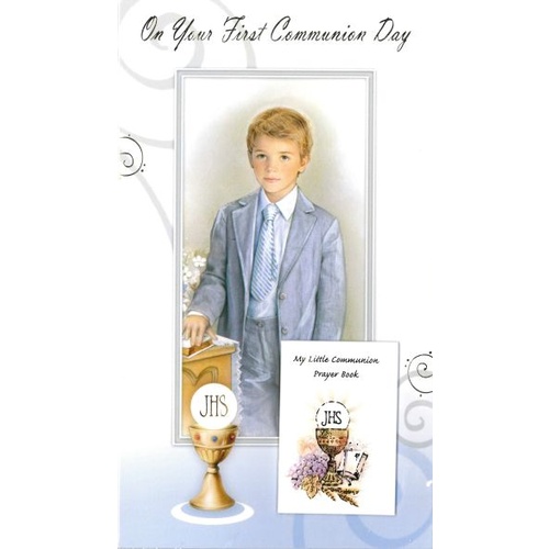 COMMUNION CARD WITH PRAYER BOOK BOY 
