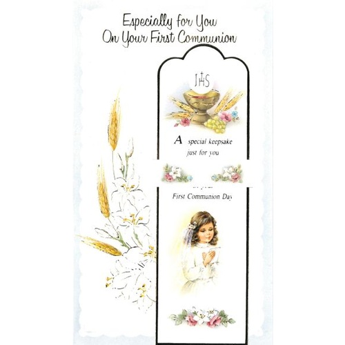 COMMUNION CARD WITH BOOKMARK - GIRL   