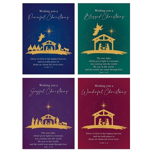 BUDGET RELIGIOUS CHRISTMAS CARDS - BLESSED PACK 8
