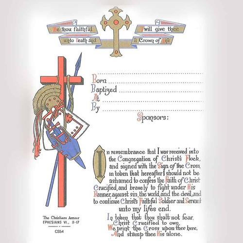 CERTIFICATE BAPTISM CHRISTIAN ARMOUR 