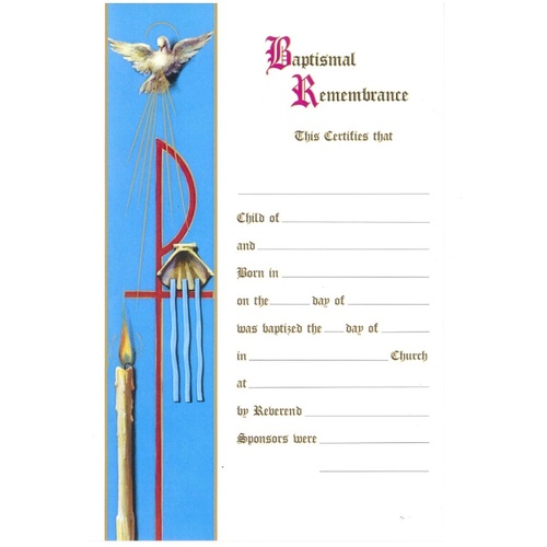 CERTIFICATE BAPTISMAL REMEMBERANCE  