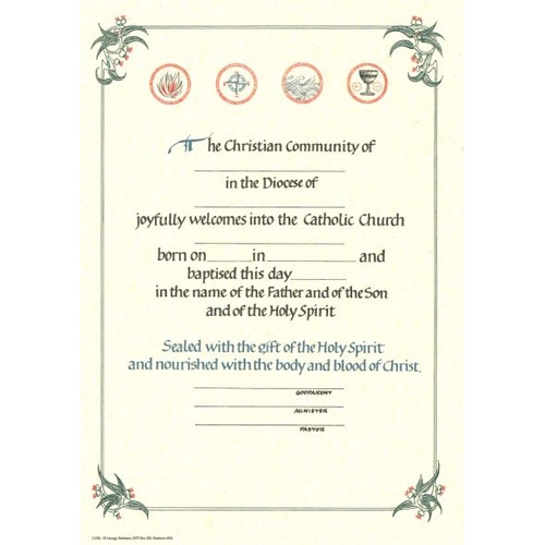 CERTIFICATE RCIA FOR ADULT ALL SACRAMENTS