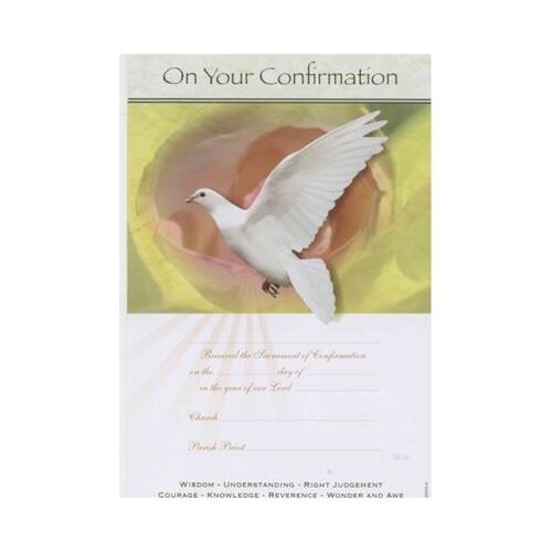 CERTIFICATE ON YOUR CONFIRMATION WITH DOVE 