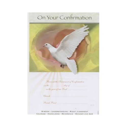 CERTIFICATE ON YOUR CONFIRMATION WITH DOVE FLYING