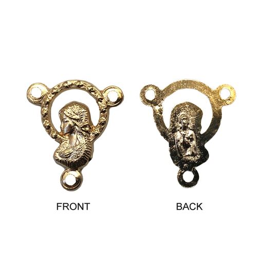 ROSARY CENTRE WITH IMAGE OF MARY 15MM GOLD