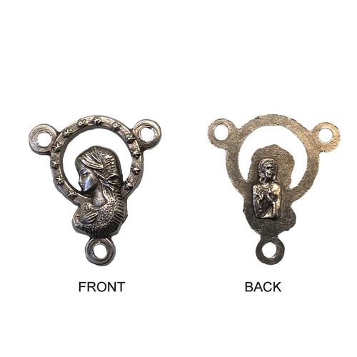 ROSARY CENTRE WITH IMAGE OF MARY 15MM SILVER