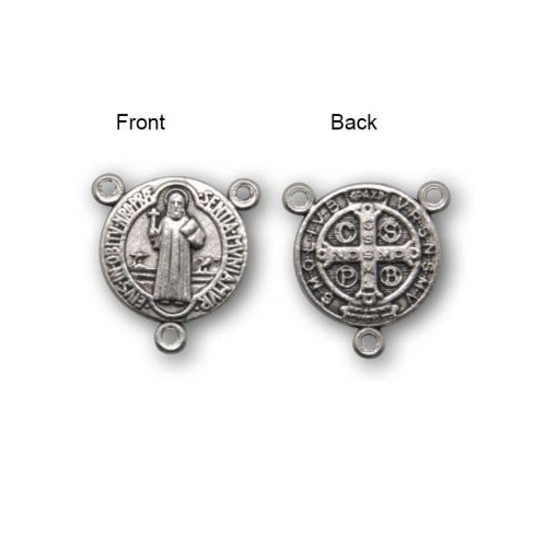ROSARY CENTRE ST BENEDICT 17MM SILVER