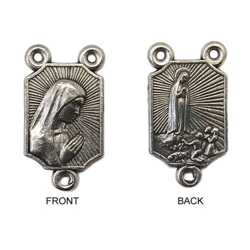 ROSARY CENTRE MARY/OUR LADY OF FATIMA 15MM SILVER
